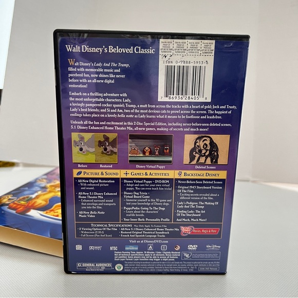 DISNEY'S Lady and the Tramp 50th anniversary Platinum Edition Movie DVD 2-Disc - Picture 5 of 10